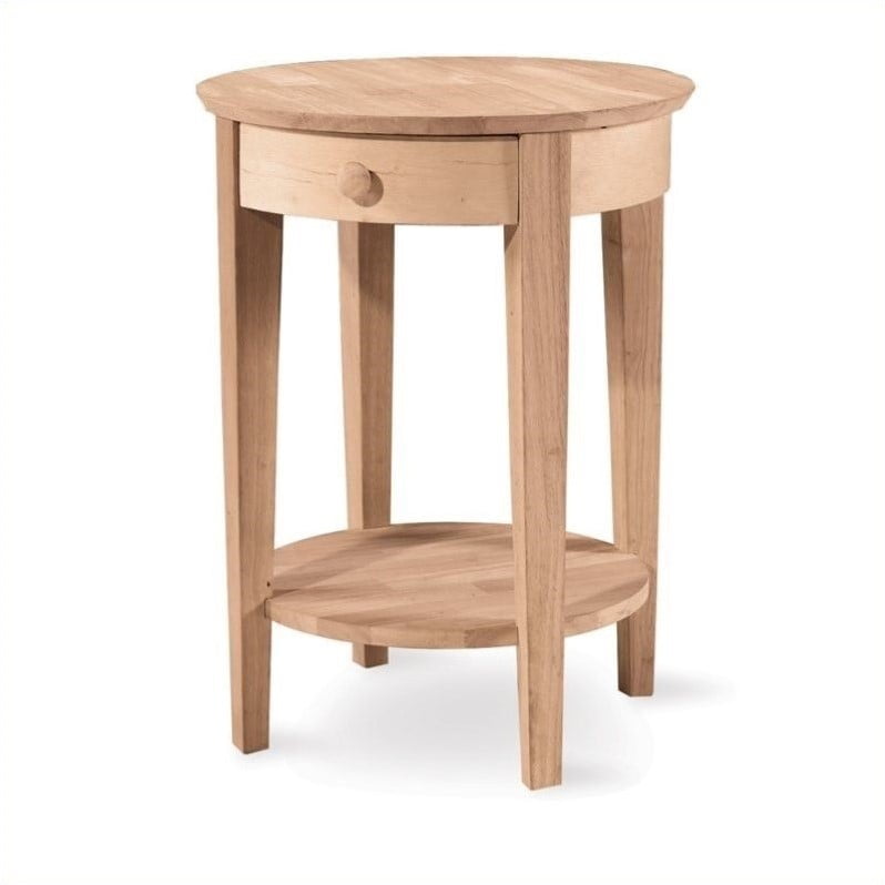 International Concepts Unfinished Accent Table With One Drawer