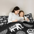 thumbnail image 5 of Feelyou Hippie Black Elephant Bedding Comforter Set, Tribal Damask Flower Twin Comforter Sets, Teens Kids Boys Girls Reversible Bedding Set, Luxury Bedroom Decor, 2-Piece, 5 of 8