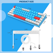 ZIYOULANG T8 60% Gaming Keyboard, 68 Keys Compact Mini Wired Mechanical Keyboard with 18 Chroma RGB Backlit, Blue Switch, USB C Coiled Keyboard Cable for PC Laptop Mac PS4 XBOX -Blue White