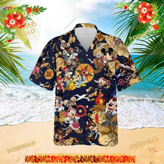 Mickey Mouse Pirate Hawaiian Shirt, Summer Hawaiian Shirt