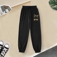 thumbnail image 2 of shoper Boys Girls Sweatpants with Pocket Graphic Print Athletic Elastic Waist Joggers Pants Unisex Toddler to Big Kid 3-12 Years Fall Winter Clothes Black, 2 of 7
