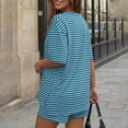 thumbnail image 6 of Sewkxo Two Piece Sets for Women Summer Lounge Short Sets Short Sleeve Crew Neck Sweatsuit with Pocket,Blue S, 6 of 6