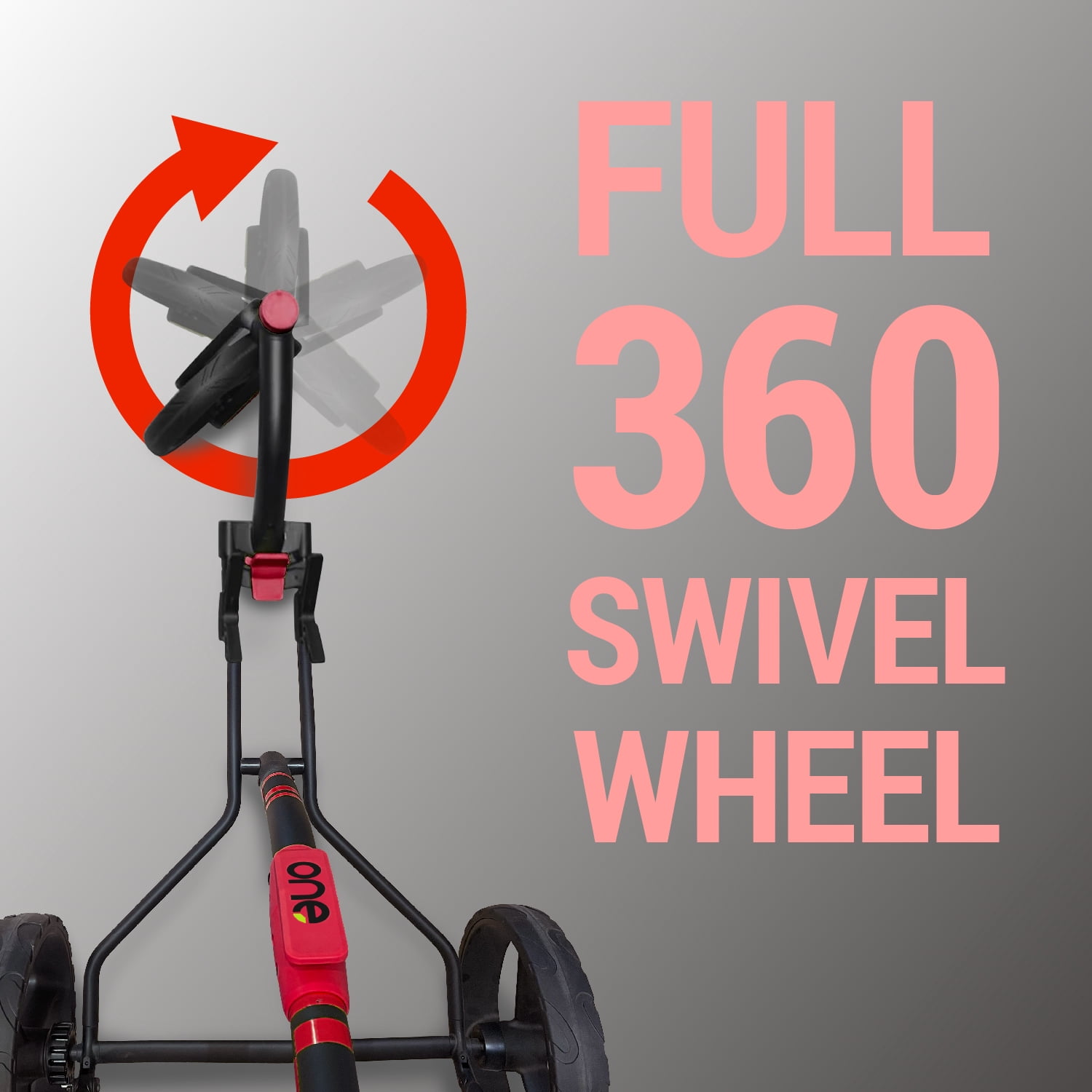 Golf Cart Golf Push Carts Wishbone - Swivel Front Wheel 360° Rotating, 1-Step Folding, Aircraft Grade Frame (Red)