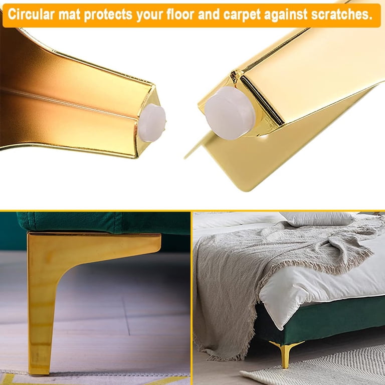 gold feet for dresser 7 inch Metal Furniture Legs, Legs Furniture Set of 8, Modern Replacement for Cabinet Sofa Couch Table Chair Bed Wardrobe Risers DIY Replacement Gold Buckle