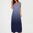 thumbnail image 2 of Meichang Robes d'Été pour Femmes 2025 Robe Maxi Grande Taille Imprimé Dégradé Robe Décontractée Manches Courtes Col Rond Robes T-Shirt Travail Coupe Ample Longue Robe, 2 of 6