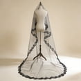 thumbnail image 5 of Elegant Bridal Headpiece with Detachable Train in Cathedral Length and Lace Edge for Wedding, 5 of 5