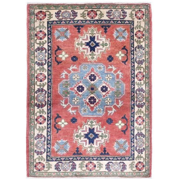 Hand Knotted Tribal Kazak Wool Rug - 2'10'' x 4'0''