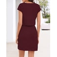thumbnail image 4 of Merokeety Womens Summer Dresses V Neck Casual T Shirt Mini Dress with Pockets Burgundy xl, 4 of 5