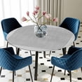 thumbnail image 3 of Gray Geometric Round Fitted Tablecloth with Elastic Edge, Waterproof Table Cloth Table Cover for 55"-60" Tables, White Greek Key Design Burlap Modern Art Tablecloths for Dining Picnic Indoor Outdoor, 3 of 9