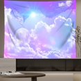 thumbnail image 3 of Purple Cloud Tapestry Wall Hanging Aesthetic Backdrop Pastel Ceiling Wall Decor for Girls Bedroom Living Room Dorm, 60x50 inch, 3 of 13