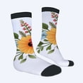 thumbnail image 2 of Unisex Trendy Floral Socks - 2 Pairs White with Black Toe Caps Vibrant Red & Yellow Flowers Perfect for All Seasons, 2 of 5