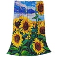 thumbnail image 2 of Bingfone Landscape With Sunflowers Print Flannel Fleece Blanket Throw Blanket For Bed,Sofa,Couch,Travel,Camping(60"X50"), 2 of 9