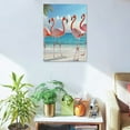 thumbnail image 5 of ZFLMY Flamingos Beach Surrealism Ready to Hang Canvas Wall Art Home Decor Living Room Bathroom Bedroom Office Gift Idea 12x16in, 5 of 5