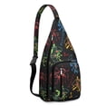 thumbnail image 1 of Cyberpunk Gamer Sling Backpack - Retro Console Design with Colorful Graffiti Pattern, Anti-Theft Shoulder Pack for Travel & School, 1 of 4