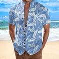 thumbnail image 3 of Camisas s Para Hombre Manga Larga Camisa de vacaciones en la playa Camisa de cuello con botones en los puños para hombre (Blue, L), 3 of 4