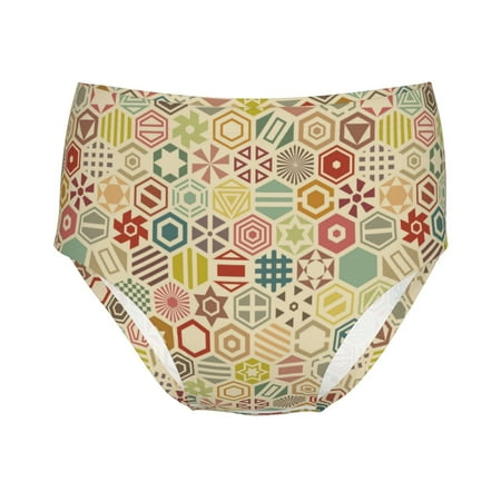 Girls Underwear  retro geometry Soft Breathable Cotton Girls Panties  Kids Cute Stretch Underwear Brief for Teen and Toddlers Girls