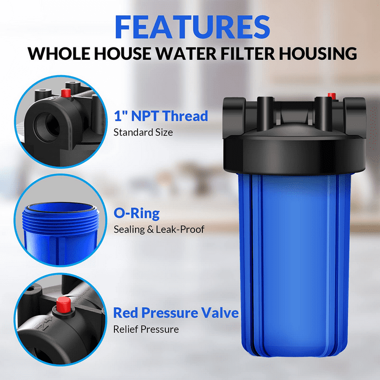 Whole House Water Filter System, SimPure 10-Inch Water Filtration for City  Water, Well Water, Rainwater, 4.5 x 10, Blue 