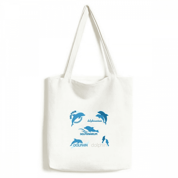 Blue Ocean Dolphin Biology Tote Canvas Bag Shopping Satchel Casual Handbag