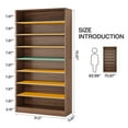 thumbnail image 6 of Fnova 70.87"H Tall Storage Shelf, Modern Freestanding Wooden Bookshelf with 8 Adjustable Shelves, Large Open Bookcase Display Organizer for Living Room, Bedroom, Home Office, Brown, 6 of 20
