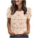 thumbnail image 2 of Craaazy Women's Relaxed Fit Crew Neck Blouse, Solid Color Short Sleeve Lace Eyelet Top, Loose Comfy Floral Lace Casual Tee for Summer Gifts, 2 of 6