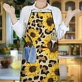 thumbnail image 6 of Beige Leopard Sunflower Pattern Apron-Garden Aprons for Women with Pockets-Cotton Linen Waterproof Kitchen Cooking Gardening Aprons Adjustable for Kitchen,Cooking,BBQ and Salon 33x27 Inch, 6 of 7