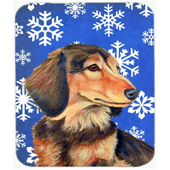 Dachshund Winter Snowflakes Holiday Mouse Pad, Hot Pad Or Trivet - 7.75 x 9.25 In.