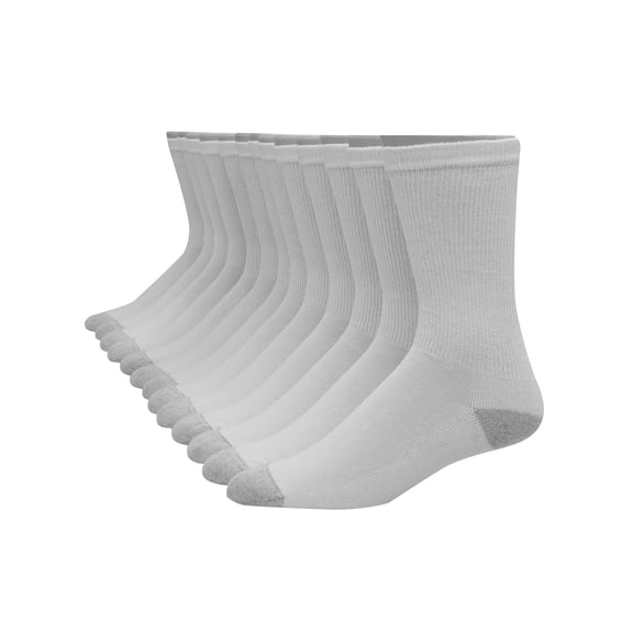 Hanes Ultimate Men's Crew Socks, 12-Pairs White 6-12