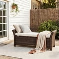 thumbnail image 3 of 43.5'' Wicker Upholstered Storage Bench with Ergonomic Arms for Entryway, Bedroom, or Patio, Synthetic Brown Wicker, 3 of 12