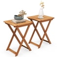 thumbnail image 1 of Costway 2 PCS 20 Inch Patio Folding Table Outdoor Hardwood Bistro Table with Slatted Tabletop, 1 of 10