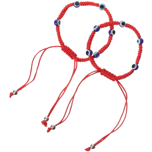 2 uds pulseras trenzadas pulsera de mal de ojo pulsera de cuerda ajustable pulsera de cuerda
