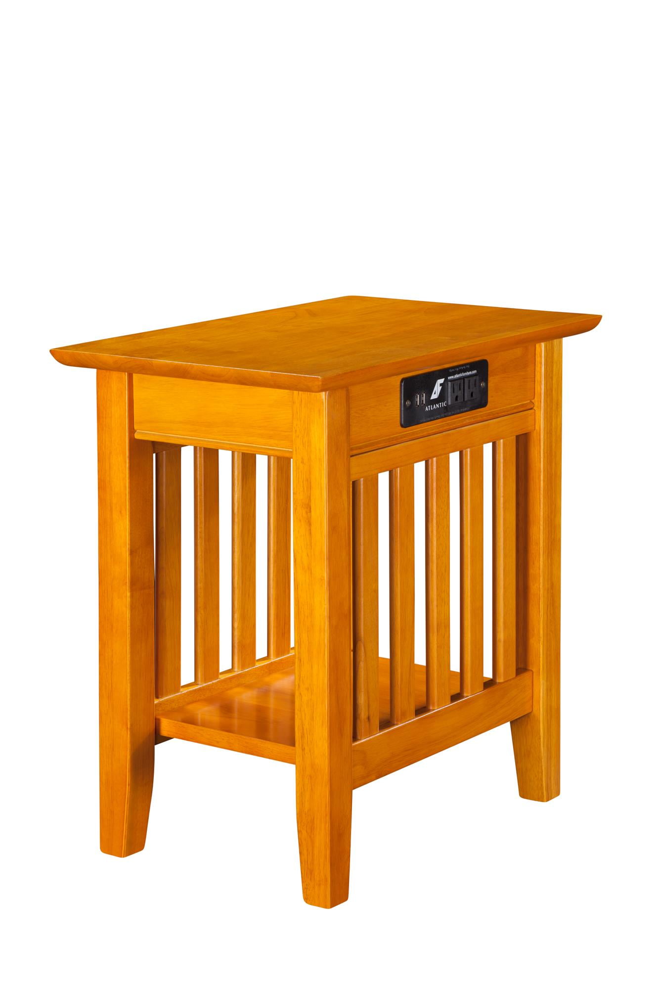 Atlantic Furniture AH13217 Mission Side Chairside Table Caramel Latte