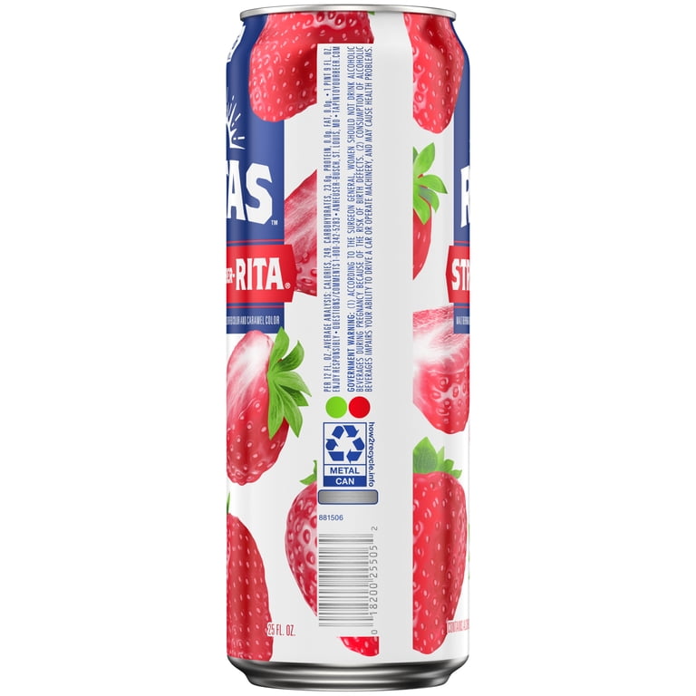 Ritas Straw-Ber-Rita Sparkling Margarita, 25 fl. oz. Can, 8% ABV