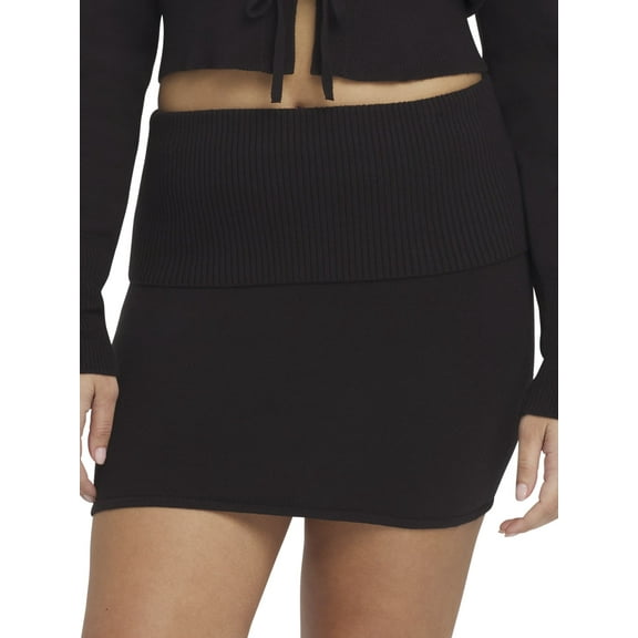 Mills by Millie Bobby Brown Women's Fold Over Ribbed Mini Skirt, Sizes XXS-XXL