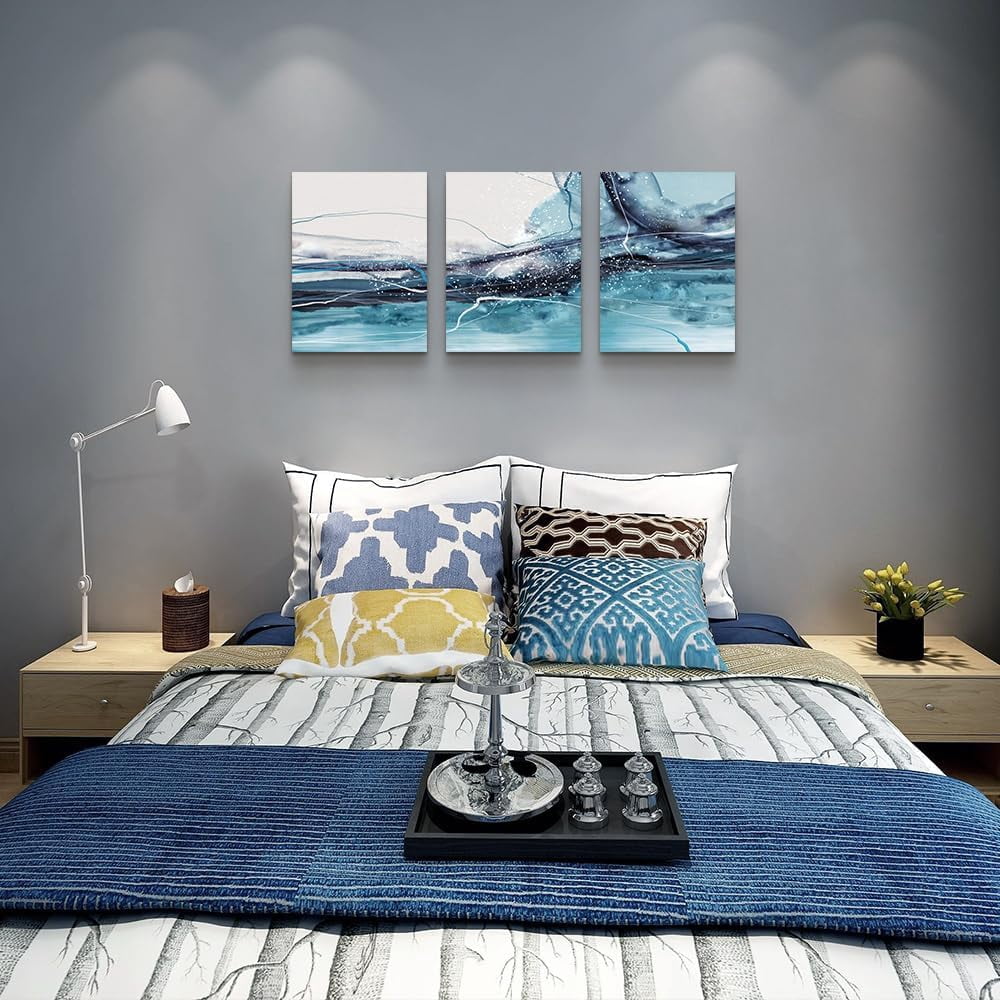 Canvas Wall Art For Living Room Modern Wall Decorations For Bedroom Office Wall Decor Painting 3 Piece Framed Canvas Art Prints Ready to Hang Inspirational Abstract Ink Pictures Home Decoration