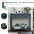 thumbnail image 3 of EUROCO Daisy Series Console Table with Two Storage Drawers, Bottom Shelf, Solid Wood Funiture for Entryway, Navy, 3 of 8