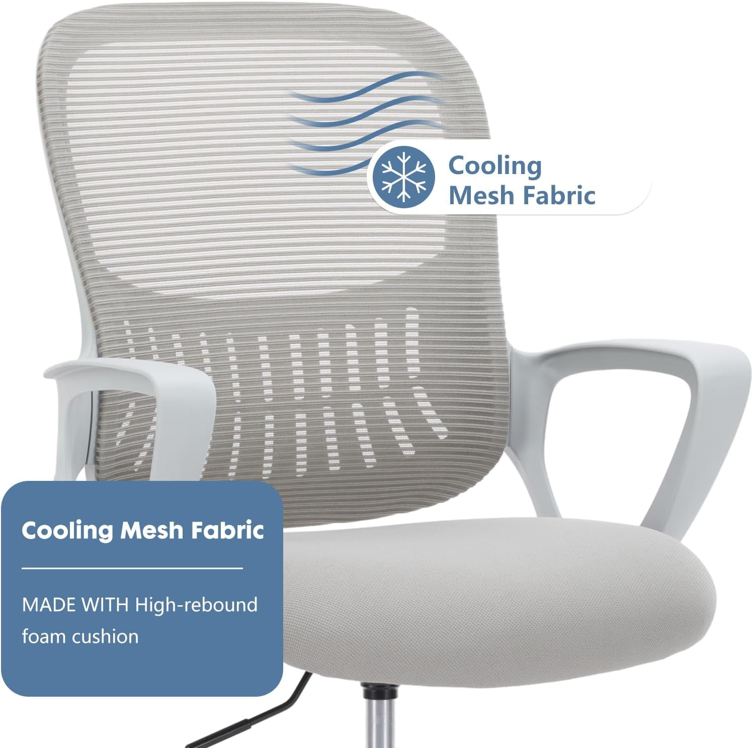 Ergonomic office chair, suitable for use with standing desks or bar counters, adjustable height, gray.