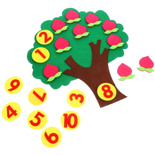 WHAMVOX Peach Tree Craft Kit, Felt Autumn Decor Tree Board with Numbers, Math Learning Apple Ornaments, Bulletin Board for DIY Kids Classroom Decor