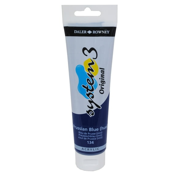 Daler-Rowney Original System 3 Acrylic Paint, 150ml Tube, Prussian Blue Hue