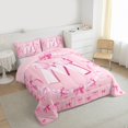 thumbnail image 3 of Homewish Pink Monogrammed M Queen Comforter Set, Kawaii Princess Bow-tie Bedding Sets, Teens Kids Girls Women Reversible Bedding Comforter Set, Ultra Soft Bedroom Decor, 3-Piece, 3 of 8