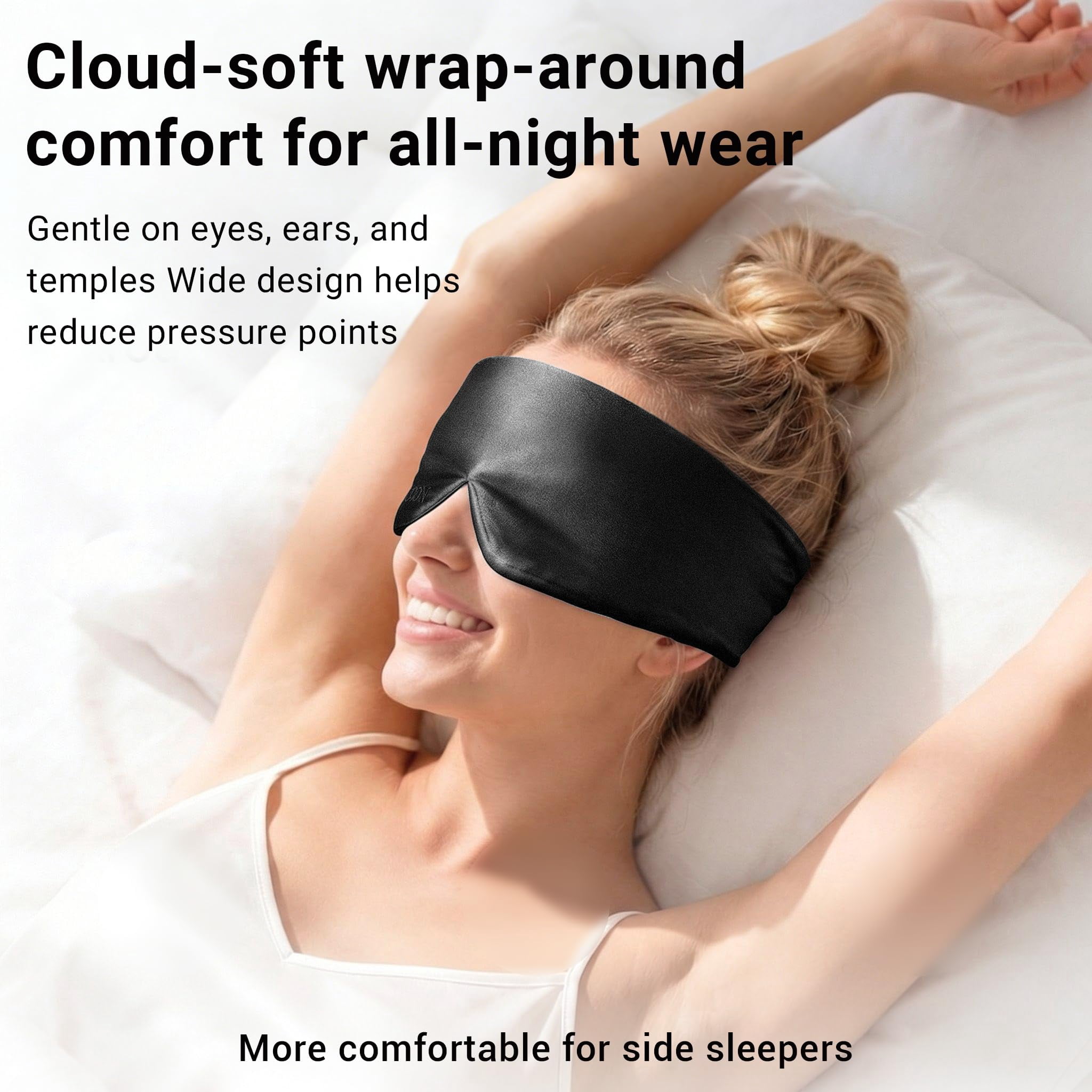 FACEMOON 100% Mulberry Silk Sleep Mask, Adjustable Strap, Light Blocking