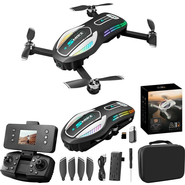 Pisexur Electrónica para Hombres Dron 1080P con Control Remoto Plegable con Pantalla de 4.3 Pulgadas Motor Sin Escobillas Drones 2.4G RC Quadcopter Regalos para Niños Adultos Electrónica para Niños,