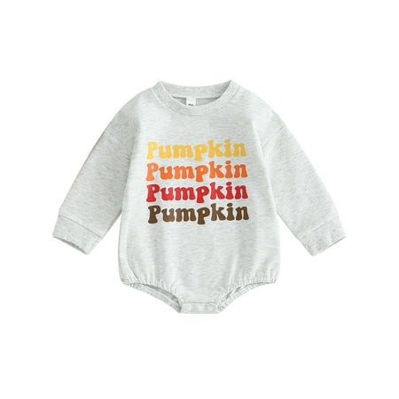 

Wallarenear Baby Boys Halloween Sweatshirt Bubble Romper Pumpkin Onesie Bodysuit Tops