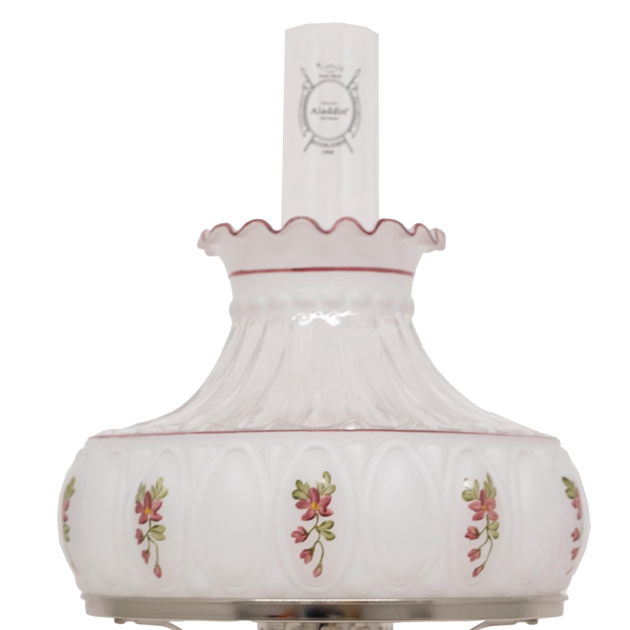 Aladdin Amethyst Lincoln Drape Table Oil Lamp with Rose Shade and Nickel Trim, Classic Vintage Design and Bright Illumination