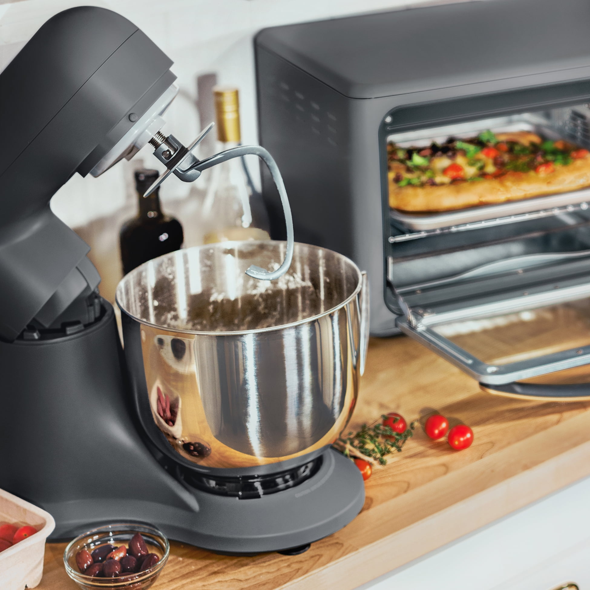 Beautiful 5.3 Qt Stand Mixer, Oyster Gray with Flat Beater, Dough Hook, Balloon Whisk