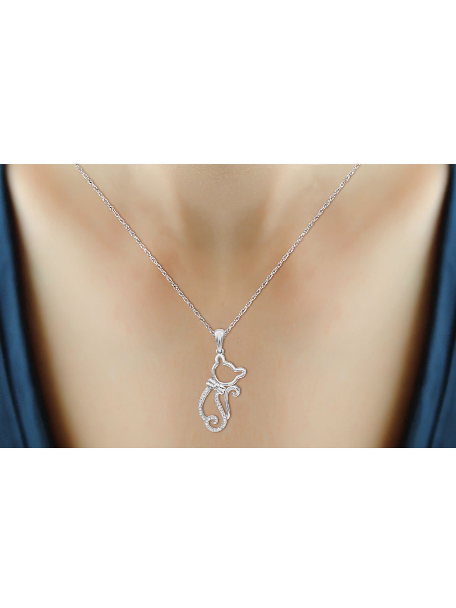 JewelersClub Accent White Diamond Sterling Silver Cat Pendant