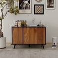 thumbnail image 3 of HighSound Cat Litter Box Furniture Enclosure, Hidden Kitty Litter Cat House with Hidden Plug, Indoor Cat Washroom Side Table Cat House, Large Wooden Enclused Litter Box House, Black & Walnut, 3 of 9
