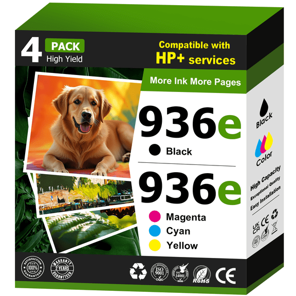 936e Ink cartridges Compatible for HP 936 for OfficeJet Pro 9110b 9117b 9120b 9125e 9122e 9128e 9130b 9132 9135 9730e 9730 9135e 9130e Printer (4 Pack)