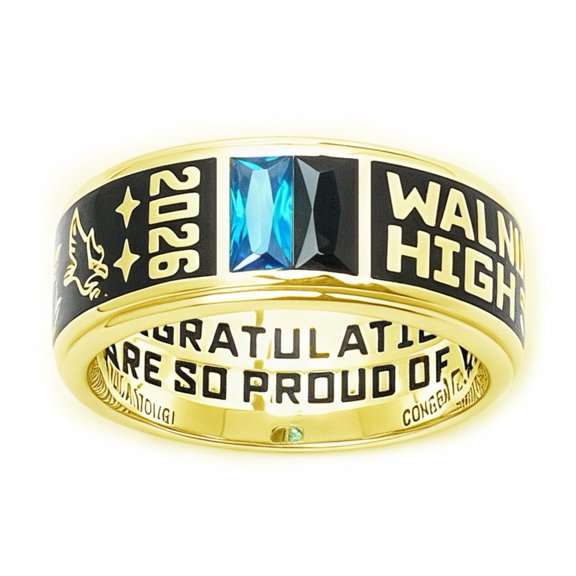 USA Jour Nouveau Jewelry Customized Band Class Ring for Men, Personalized Graduation Gift- Gold Plated Sterling Silver