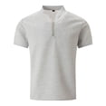 thumbnail image 4 of RMGVDSD Mens Henley Shirt Short Sleeve Polo Golf Shirts Stand Collar Casual Breathable Comfortable Summer Tops Textured Business Wear Classic Golf T Shirt, 4 of 4