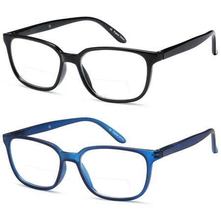 ALTEC VISION Pack of 2 Classic Style Bifocal Readers Spring Hinge Reading Glasses - 1.00x